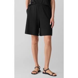 Eileen Fisher Flare Long Jersey Shorts Women’s Sz S Black Tencel Stretch Elastic
